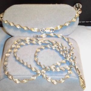 Real silver & gold necklace w/ matching bracelet